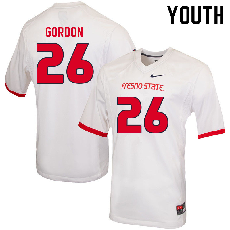 Youth #26 Chrishawn Gordon Fresno State Bulldogs College Football Jerseys Sale-White - Click Image to Close